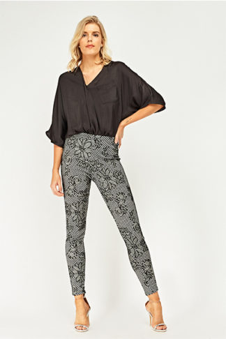 Fish Net Lace Overlay Trousers