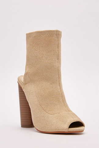 Open Toe Lurex Ankle Boots