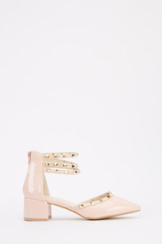 Studded PVC Low Heel Shoes