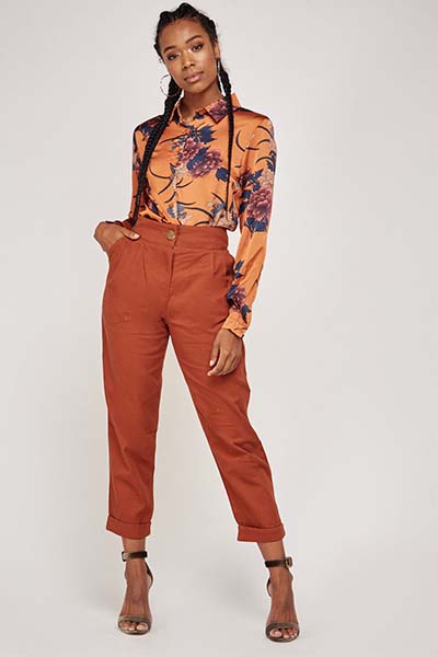 Rolled Hem Chino Trousers - Tique a Bou