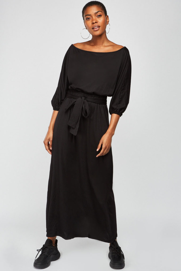 Batwing Sleeve Plain Maxi Dress Tique A Bou 3944